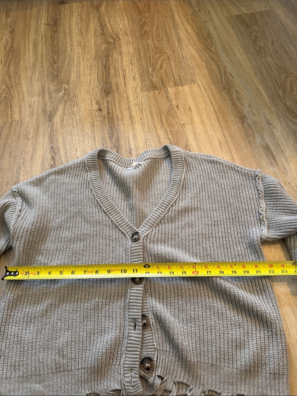 Women's Gray Distressed V-Neck Button Cardigan Sweater Maurices - Picture 4 of 6